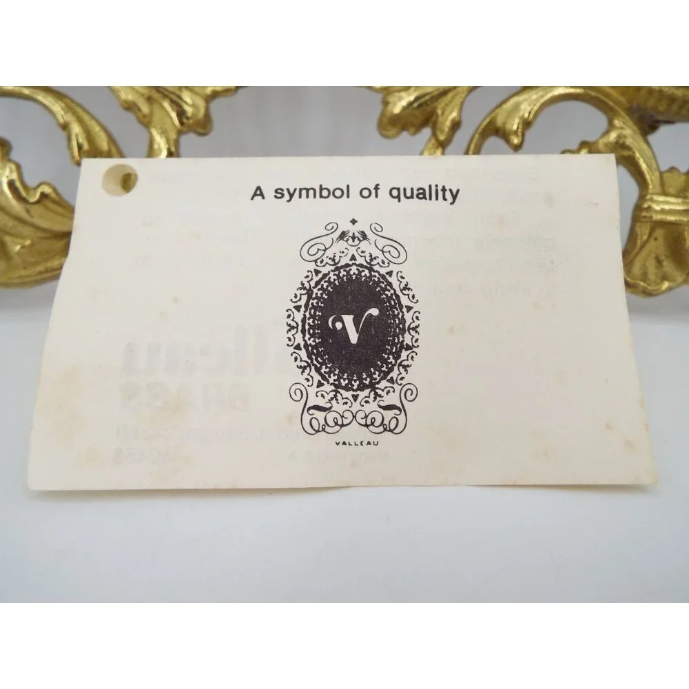 Pair of Vintage Valleau USA Ornate Brass Photo Frames with Stands